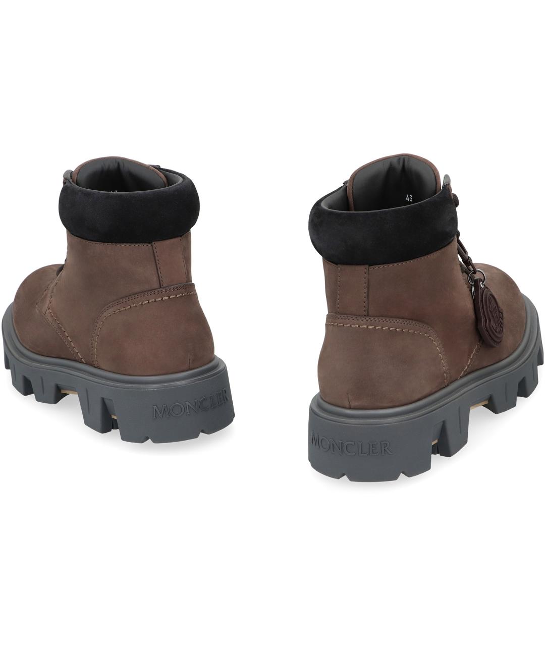 MONCLER Коричневые кожаные высокие ботинки, фото 4