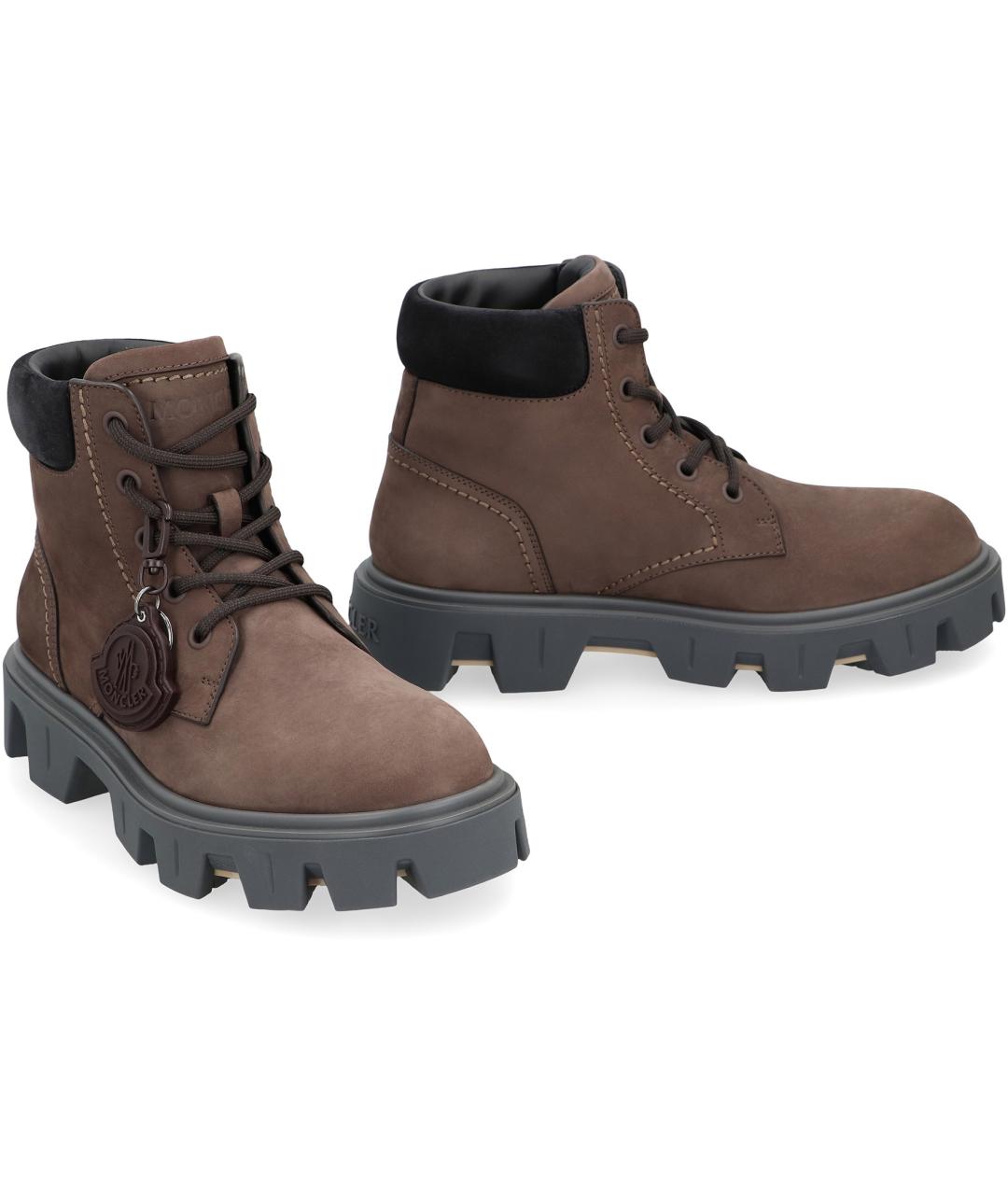 MONCLER Коричневые кожаные высокие ботинки, фото 3