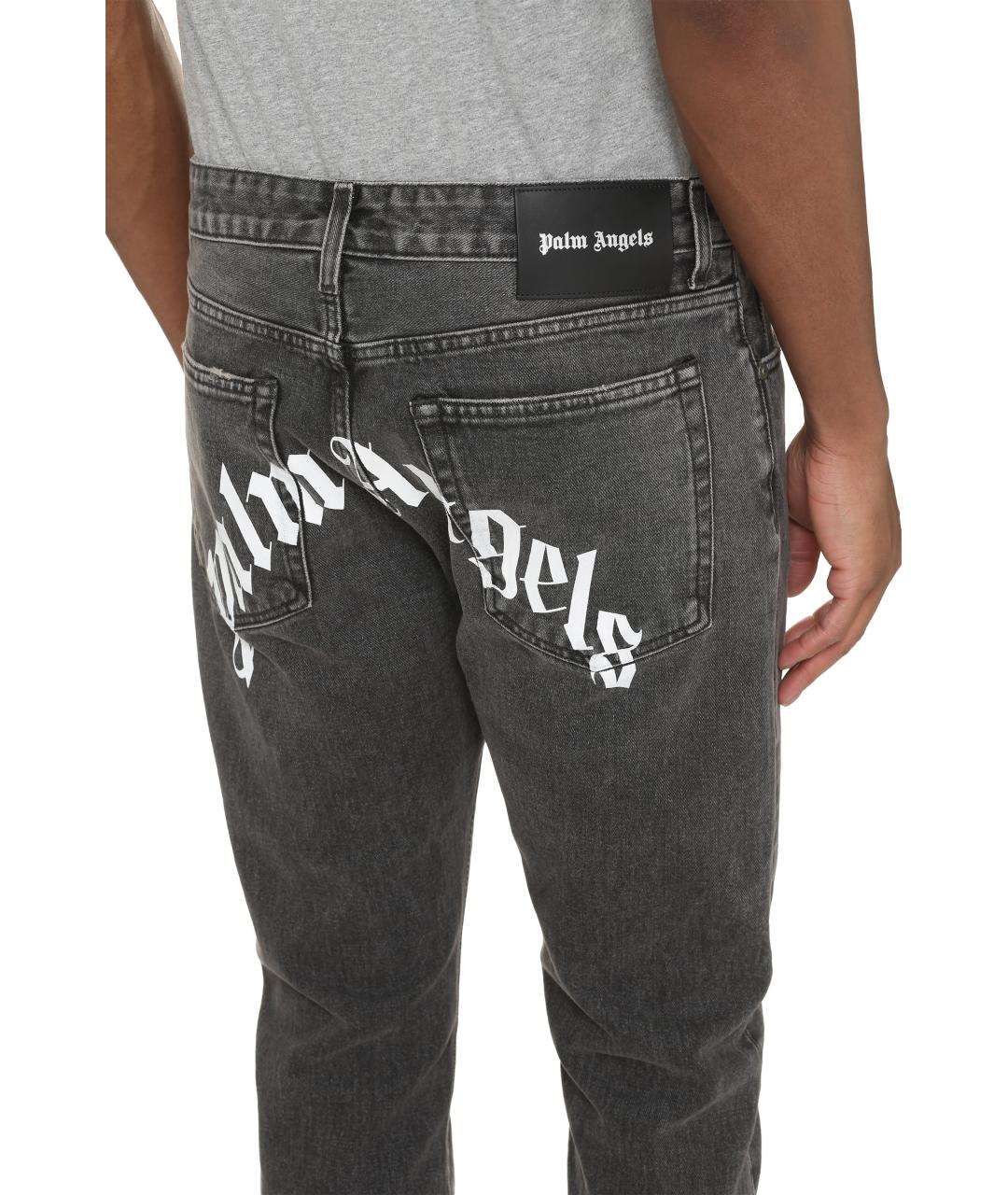 PALM ANGELS Серые хлопковые прямые джинсы, фото 5