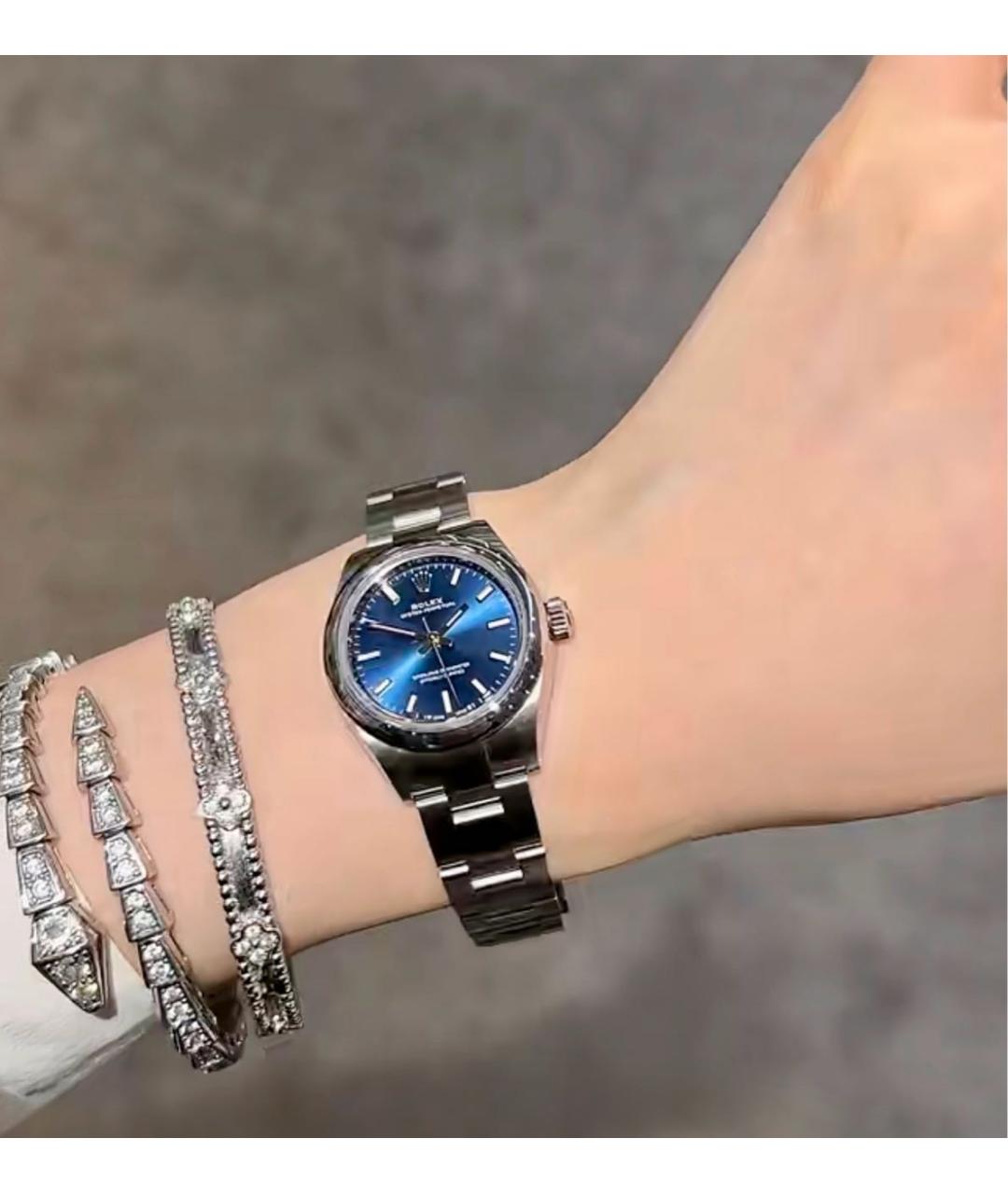 ROLEX Темно-синие металлические часы, фото 2