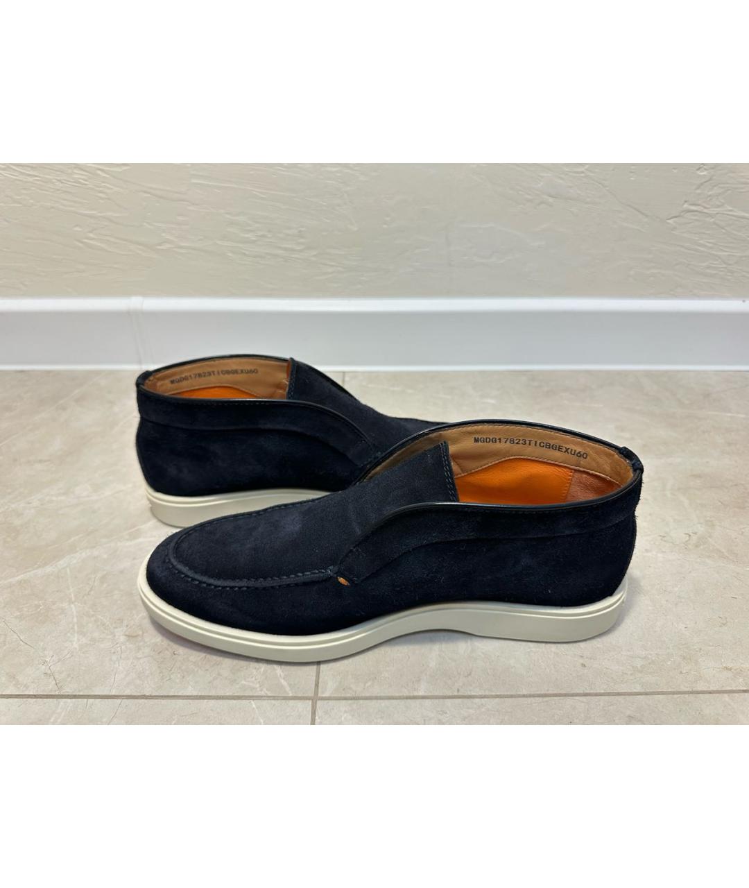 SANTONI Темно-синие замшевые низкие ботинки, фото 7