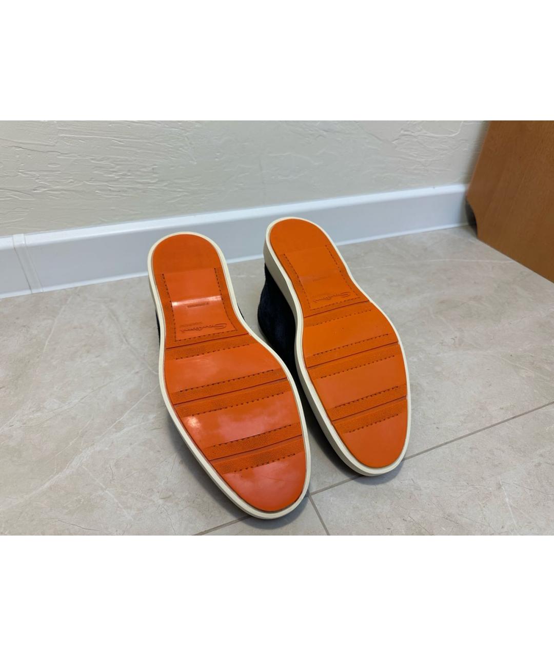 SANTONI Темно-синие замшевые низкие ботинки, фото 6