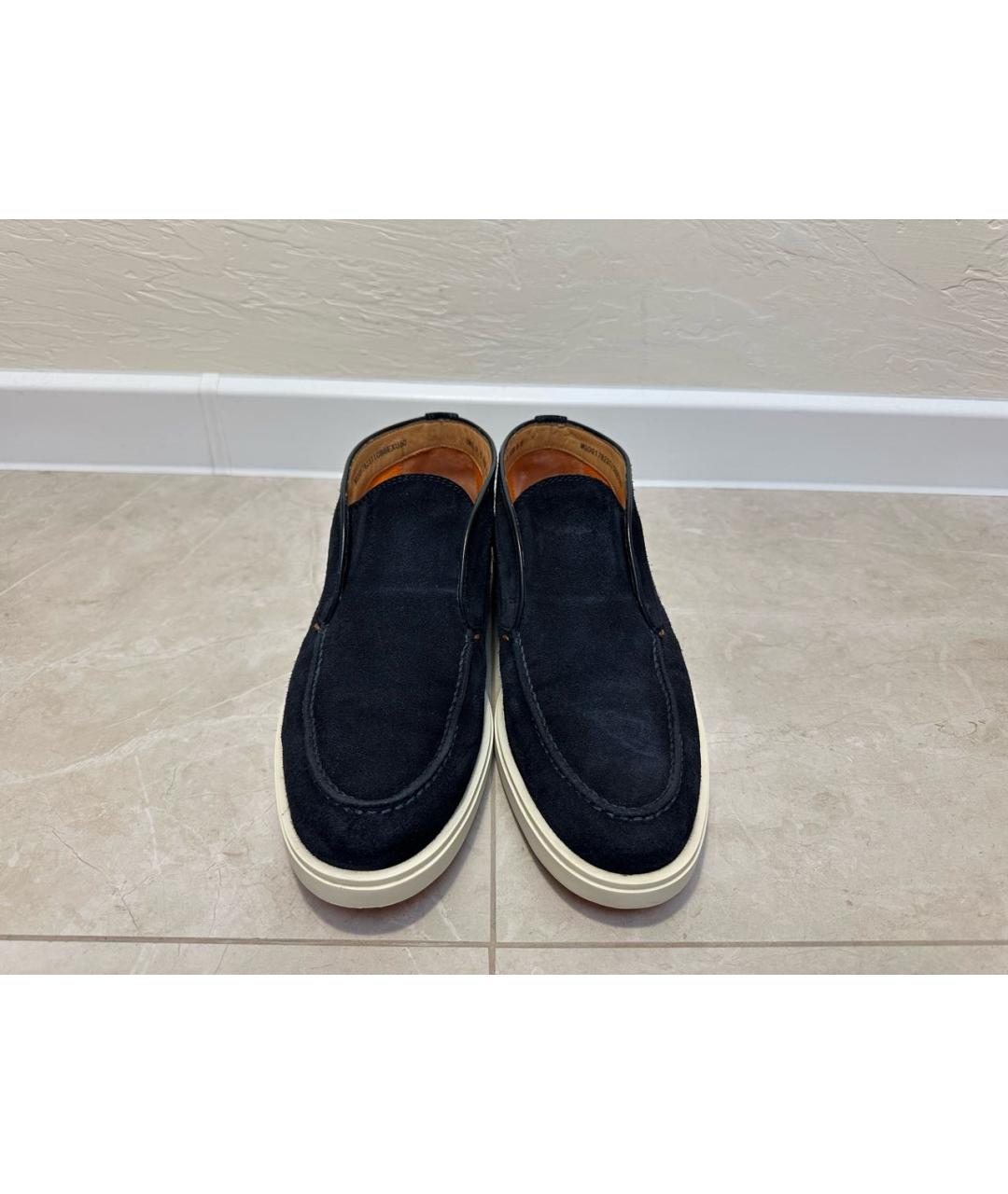 SANTONI Темно-синие замшевые низкие ботинки, фото 2