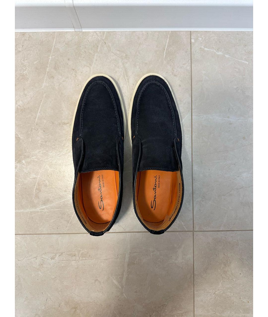 SANTONI Темно-синие замшевые низкие ботинки, фото 3