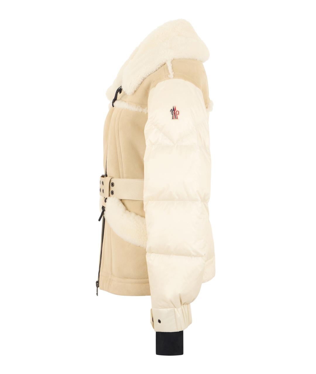 MONCLER GRENOBLE Бежевый полиамидовый пуховик, фото 3
