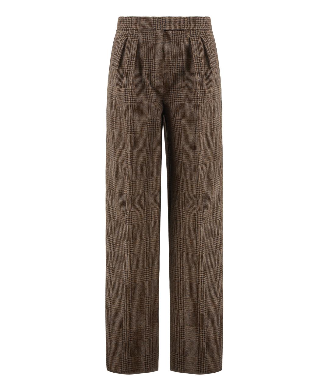 MAX MARA Коричневые хлопковые прямые брюки, фото 1