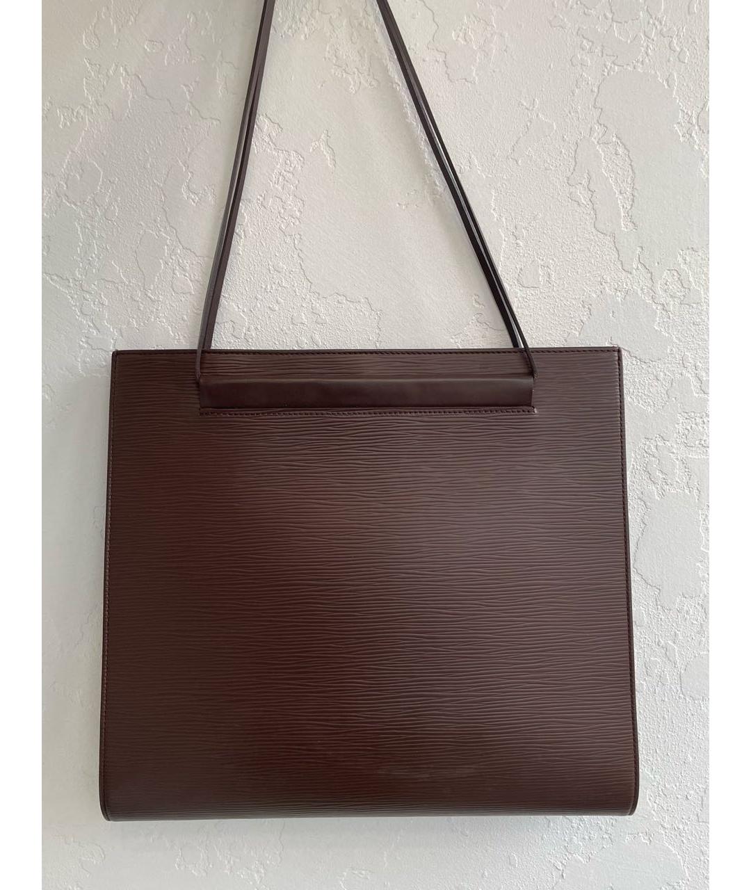 LOUIS VUITTON Коричневая кожаная сумка тоут, фото 4