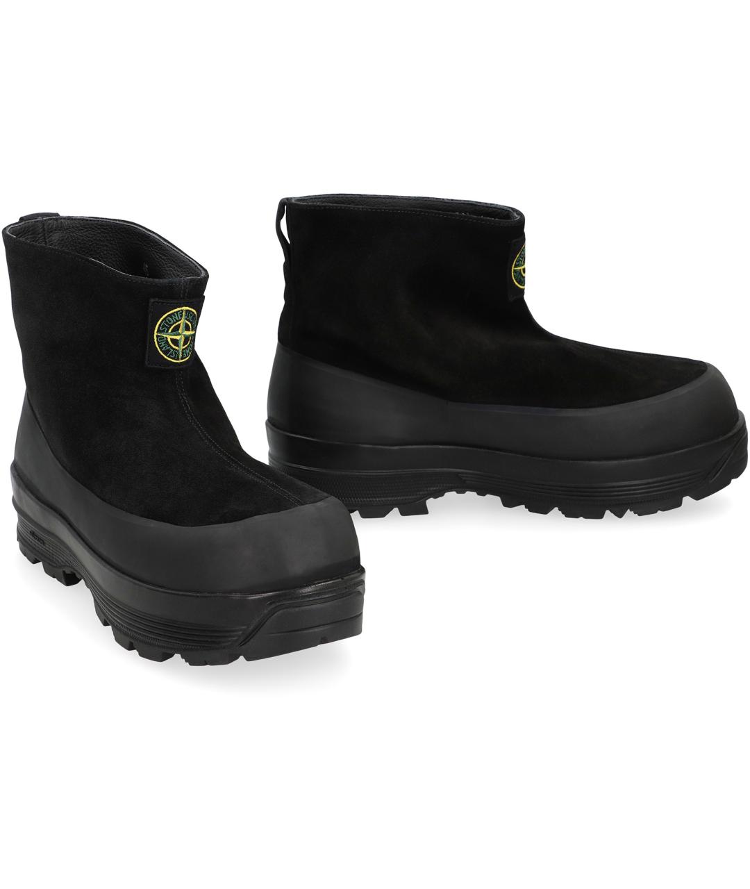 STONE ISLAND Черные резиновые высокие ботинки, фото 3