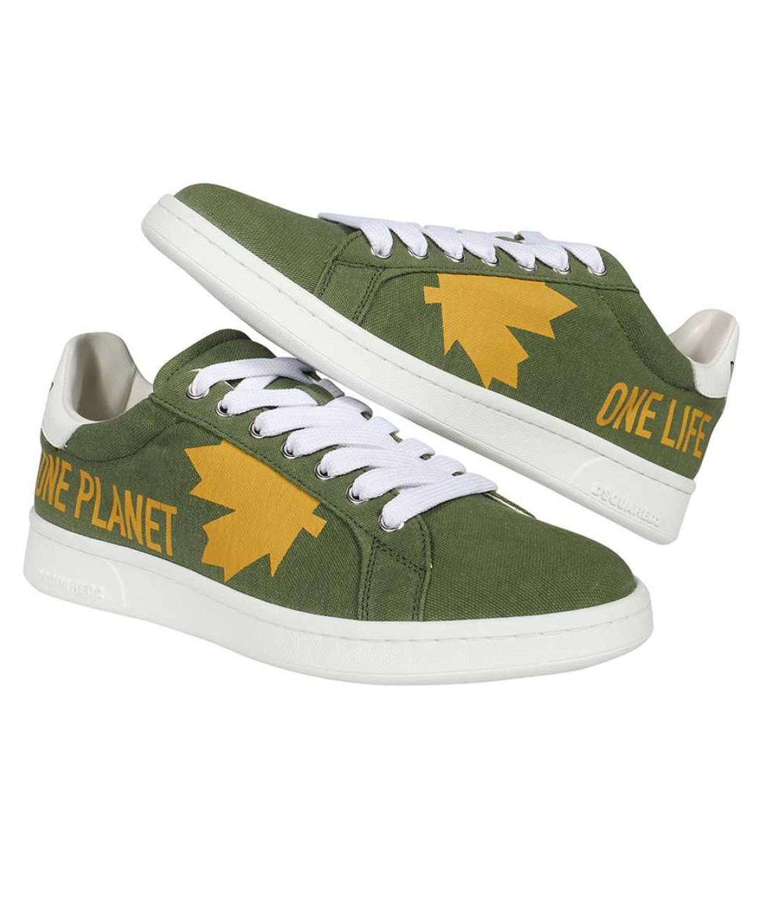 DSQUARED2 Зеленые текстильные низкие кроссовки / кеды, фото 3