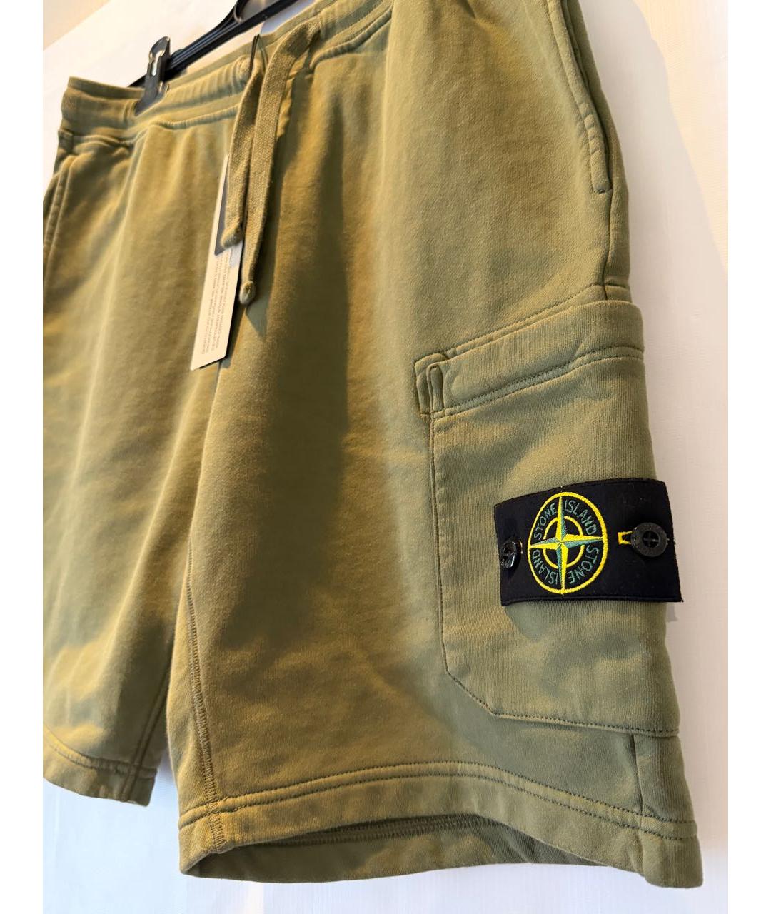STONE ISLAND Хаки хлопковые шорты, фото 2