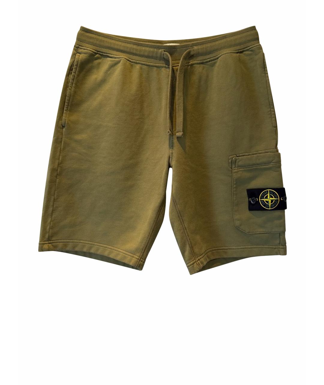 STONE ISLAND Хаки хлопковые шорты, фото 1