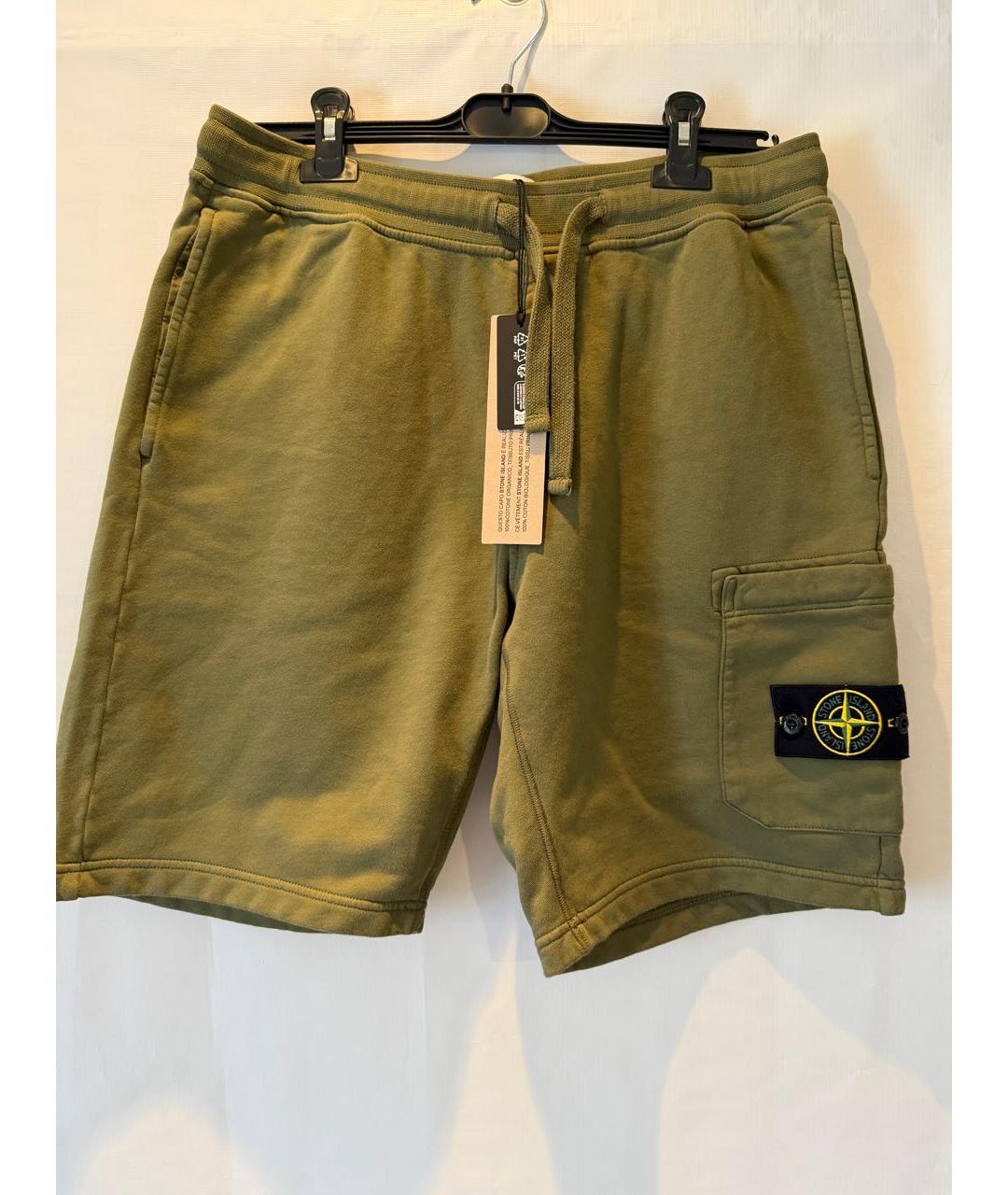 STONE ISLAND Хаки хлопковые шорты, фото 5