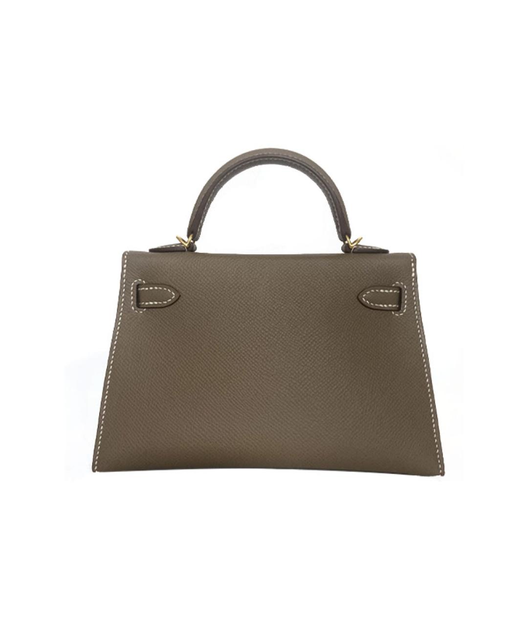 HERMES Серая кожаная сумка с короткими ручками, фото 2