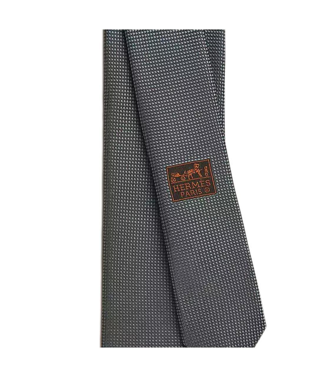 HERMES Серый шелковый галстук, фото 2
