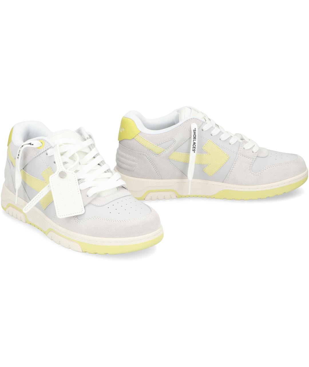 OFF-WHITE Серые кожаные низкие кроссовки / кеды, фото 3