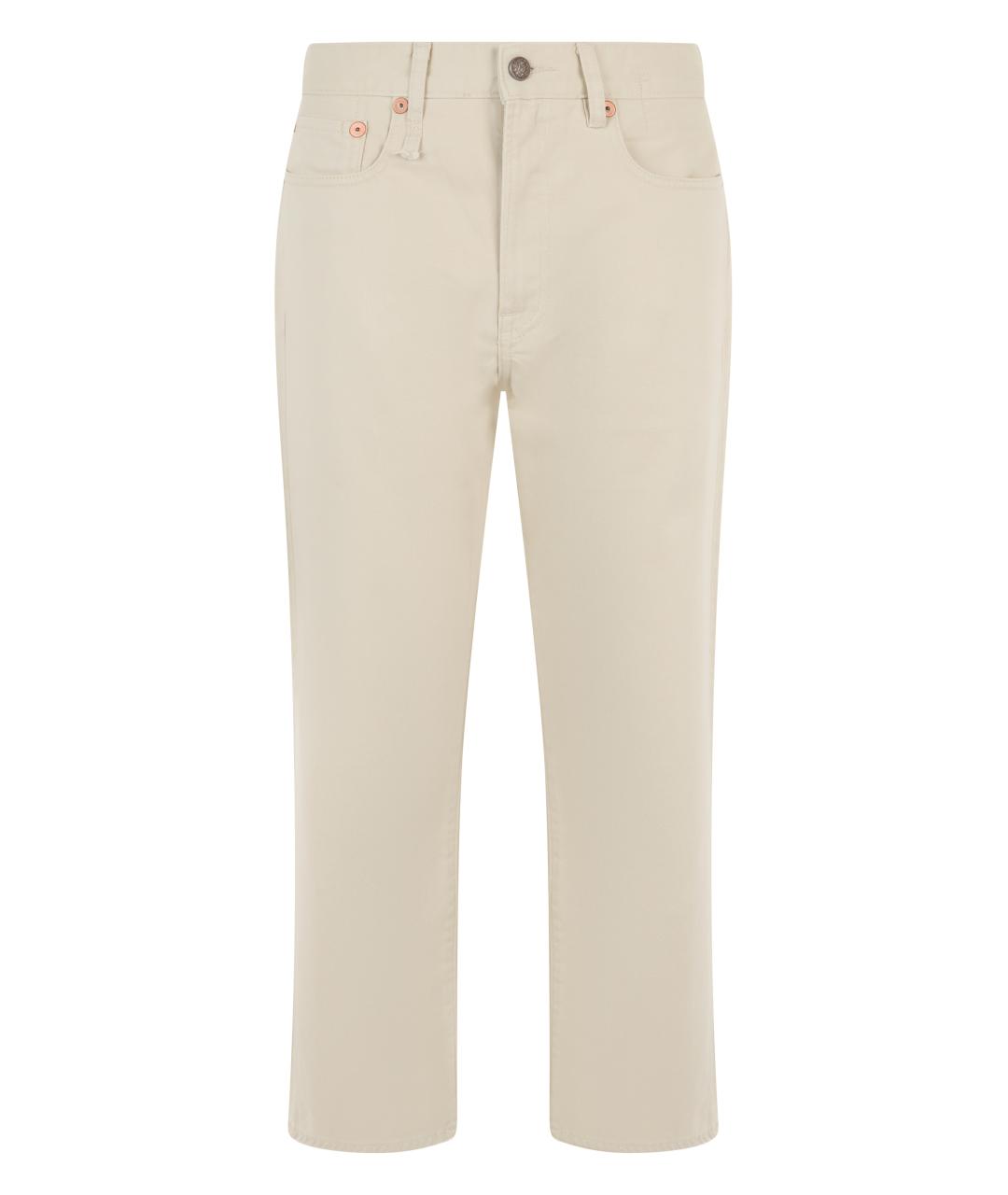 R13 Бежевые хлопковые прямые джинсы, фото 1