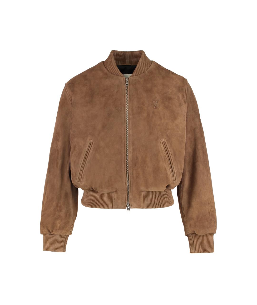 Ami Paris Коричневая кожаная куртка, фото 1