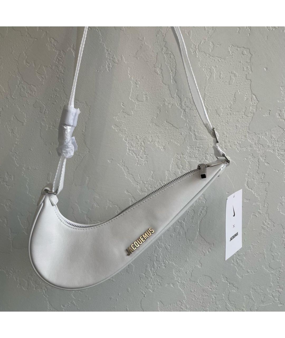 JACQUEMUS Белая кожаная сумка через плечо, фото 2