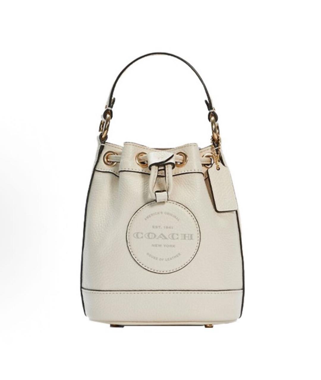 COACH Белая кожаная сумка с короткими ручками, фото 8