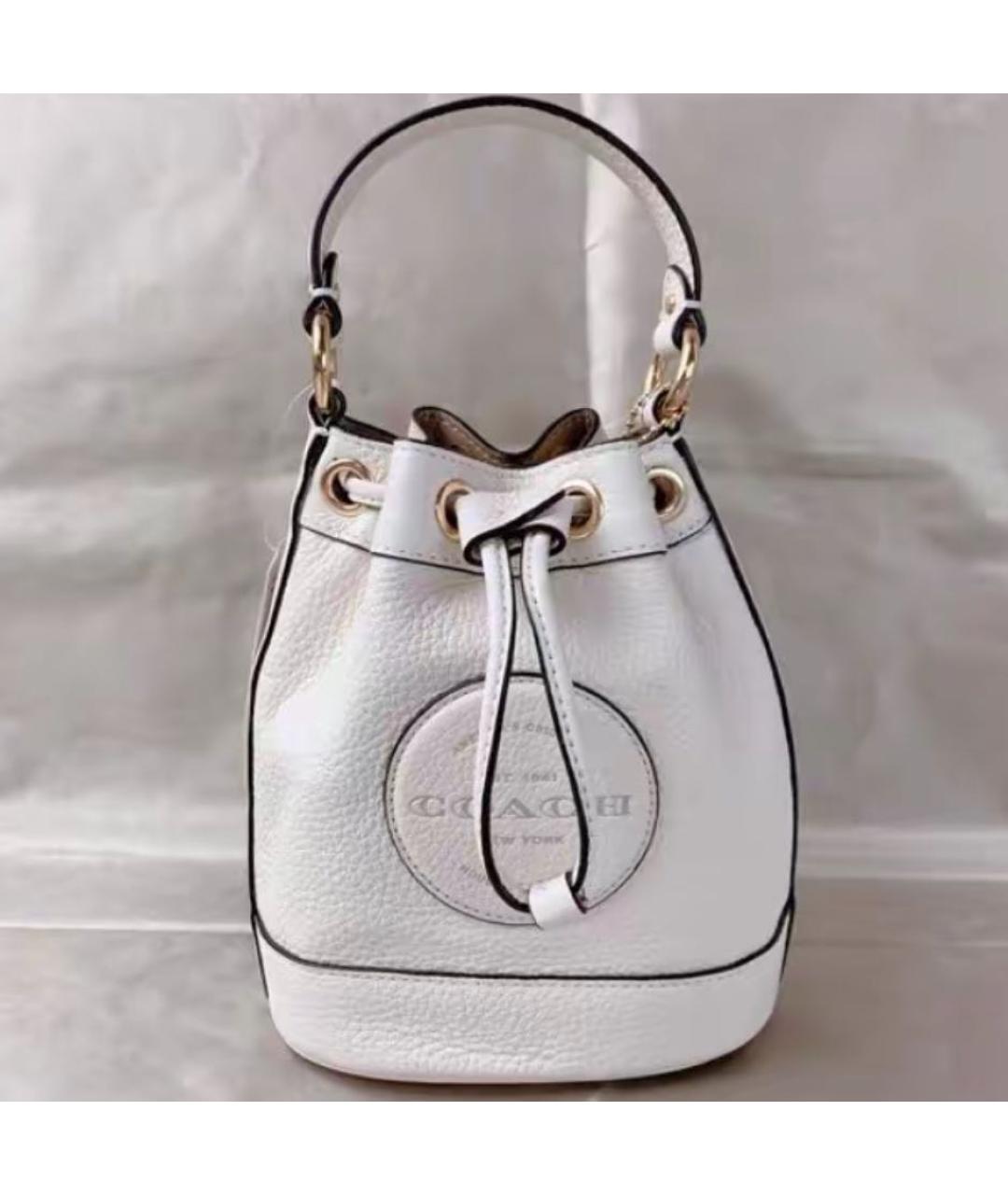COACH Белая кожаная сумка с короткими ручками, фото 6