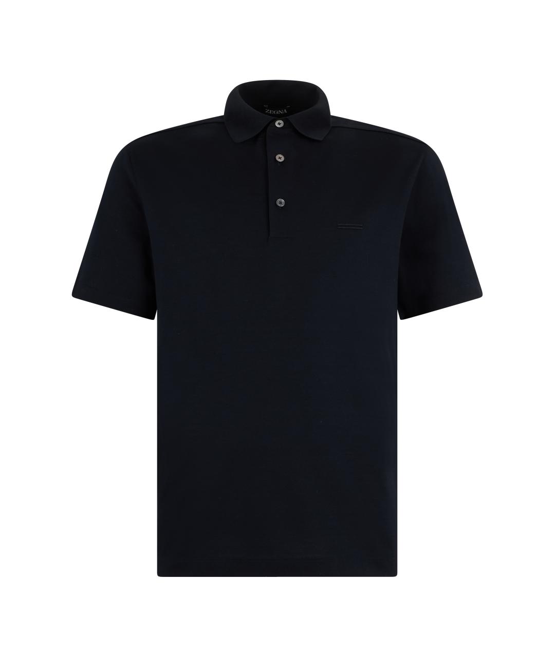 ZEGNA Черное хлопковое поло с коротким рукавом, фото 1