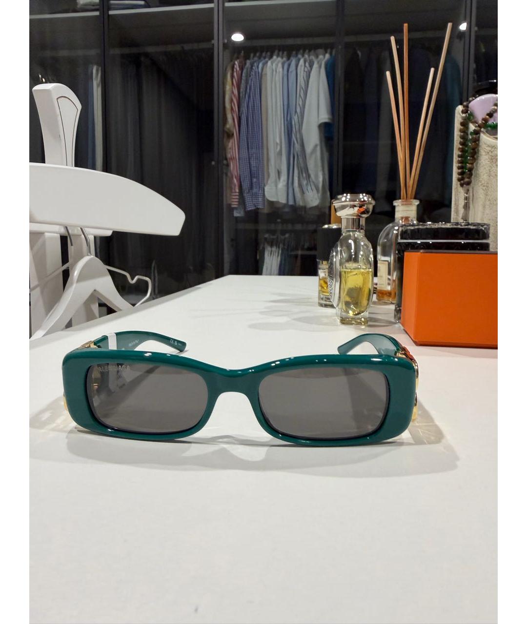 BALENCIAGA Бирюзовые пластиковые солнцезащитные очки, фото 7