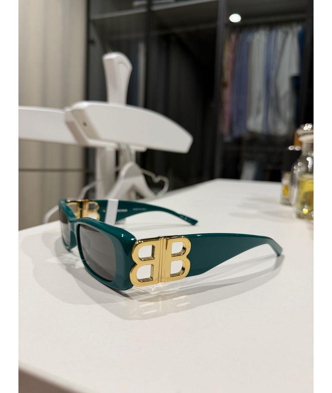 BALENCIAGA Бирюзовые пластиковые солнцезащитные очки, фото 2