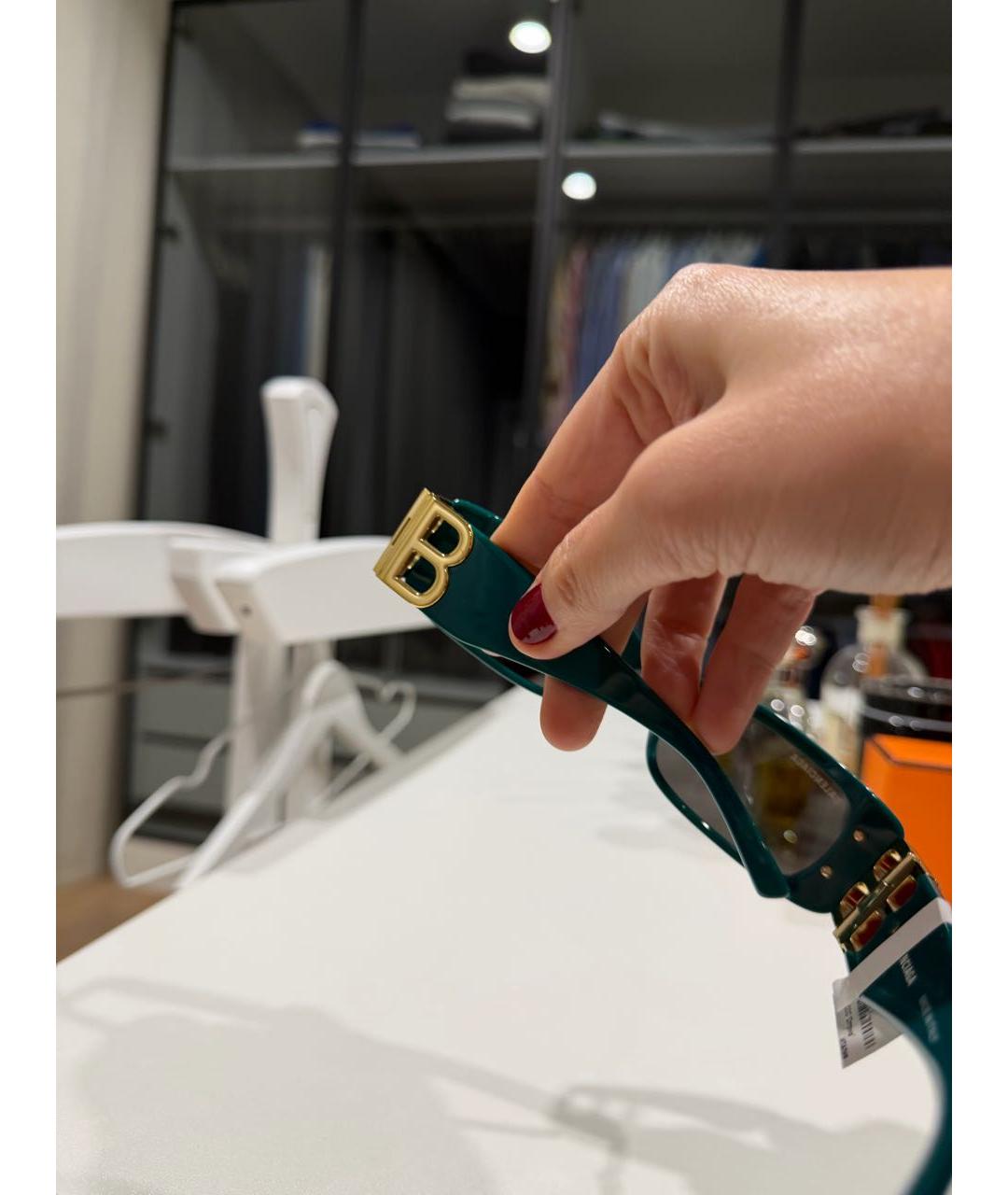 BALENCIAGA Бирюзовые пластиковые солнцезащитные очки, фото 3