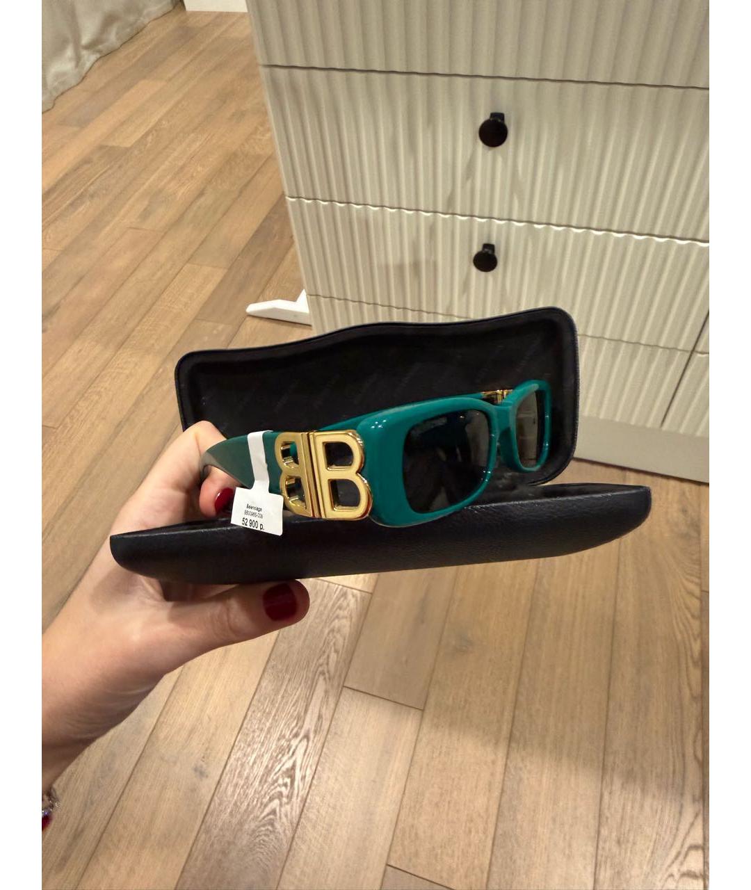 BALENCIAGA Бирюзовые пластиковые солнцезащитные очки, фото 6