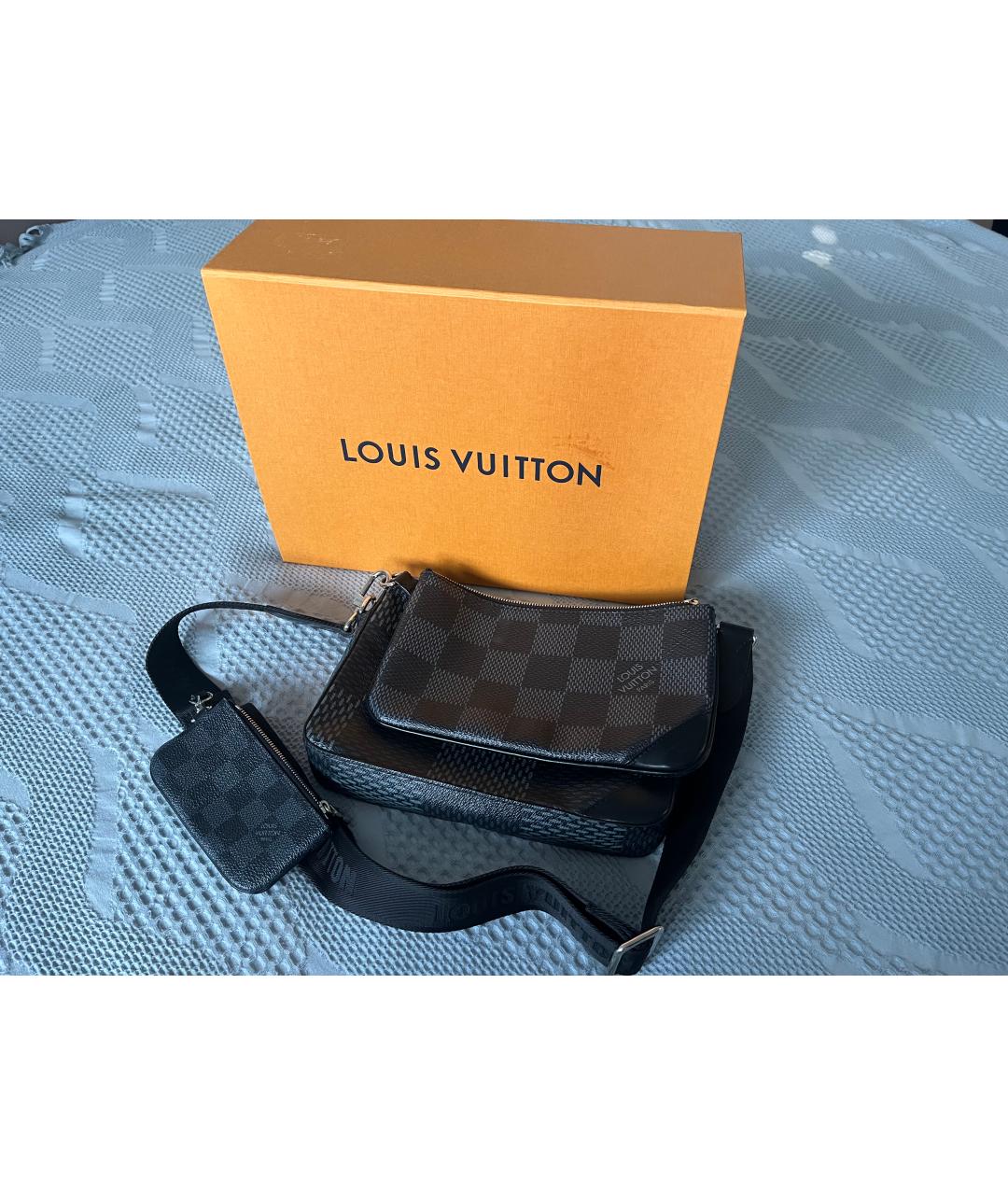 LOUIS VUITTON Черная кожаная сумка на плечо, фото 2