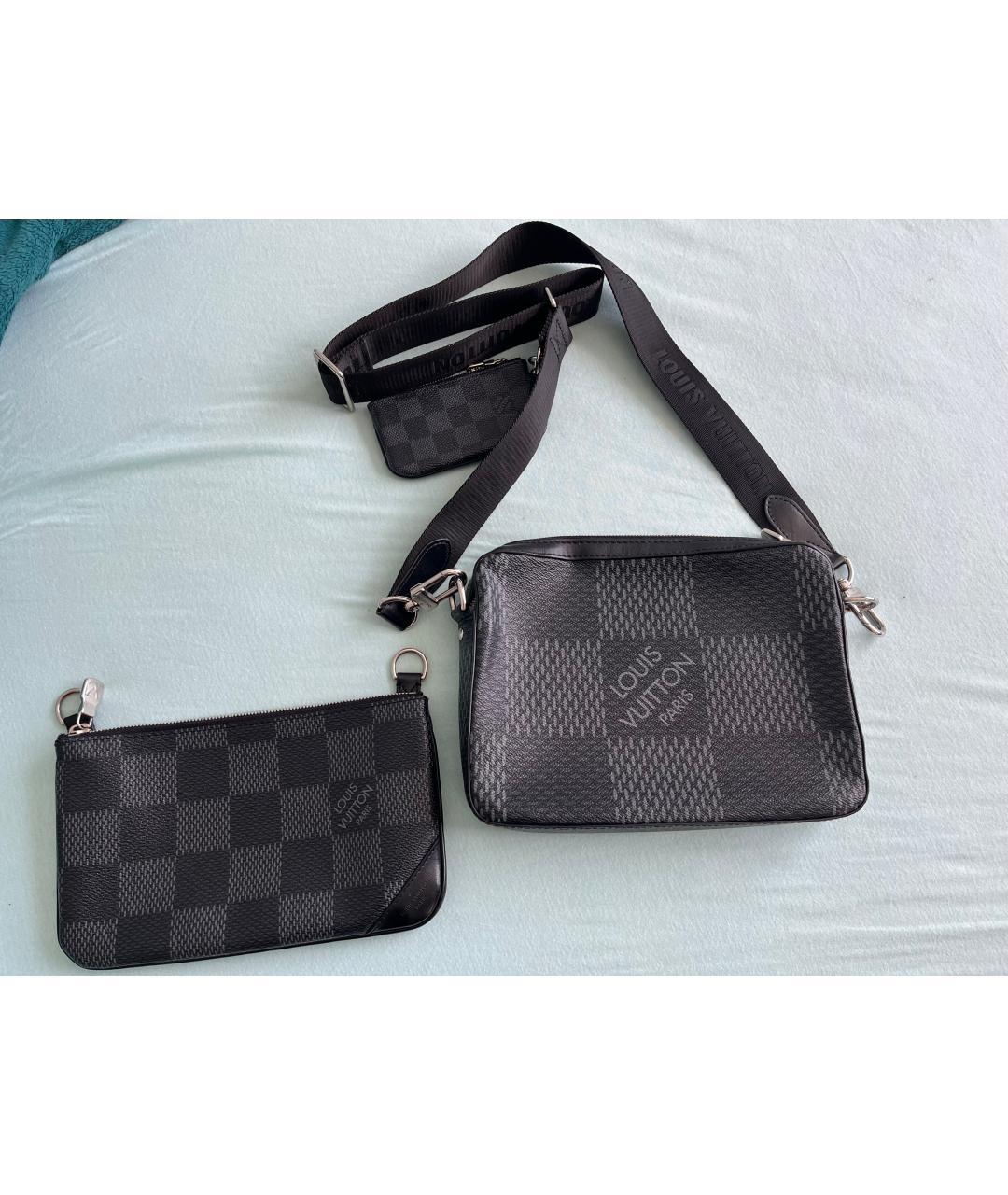 LOUIS VUITTON Черная кожаная сумка на плечо, фото 9