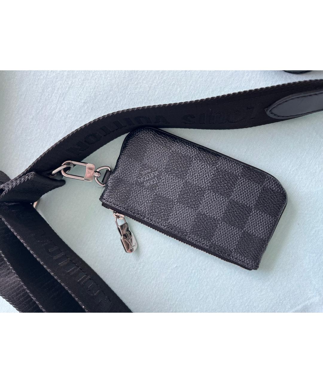 LOUIS VUITTON Черная кожаная сумка на плечо, фото 8