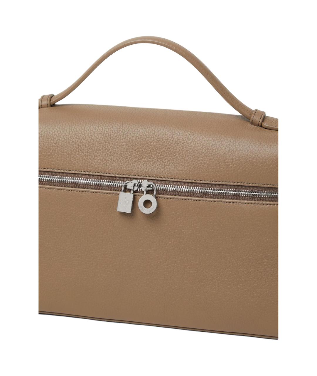 LORO PIANA Коричневая кожаная сумка через плечо, фото 4