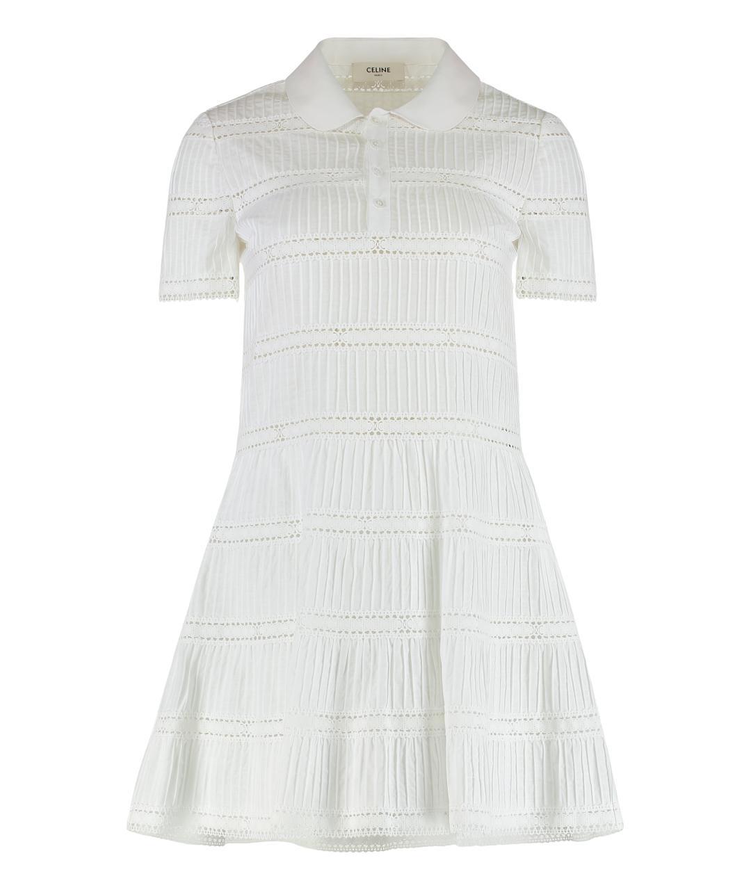 CELINE Белое хлопковое повседневное платье, фото 3