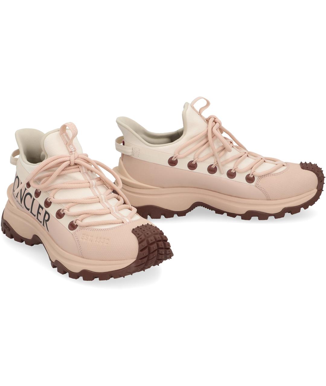 MONCLER Розовые текстильные кроссовки, фото 3