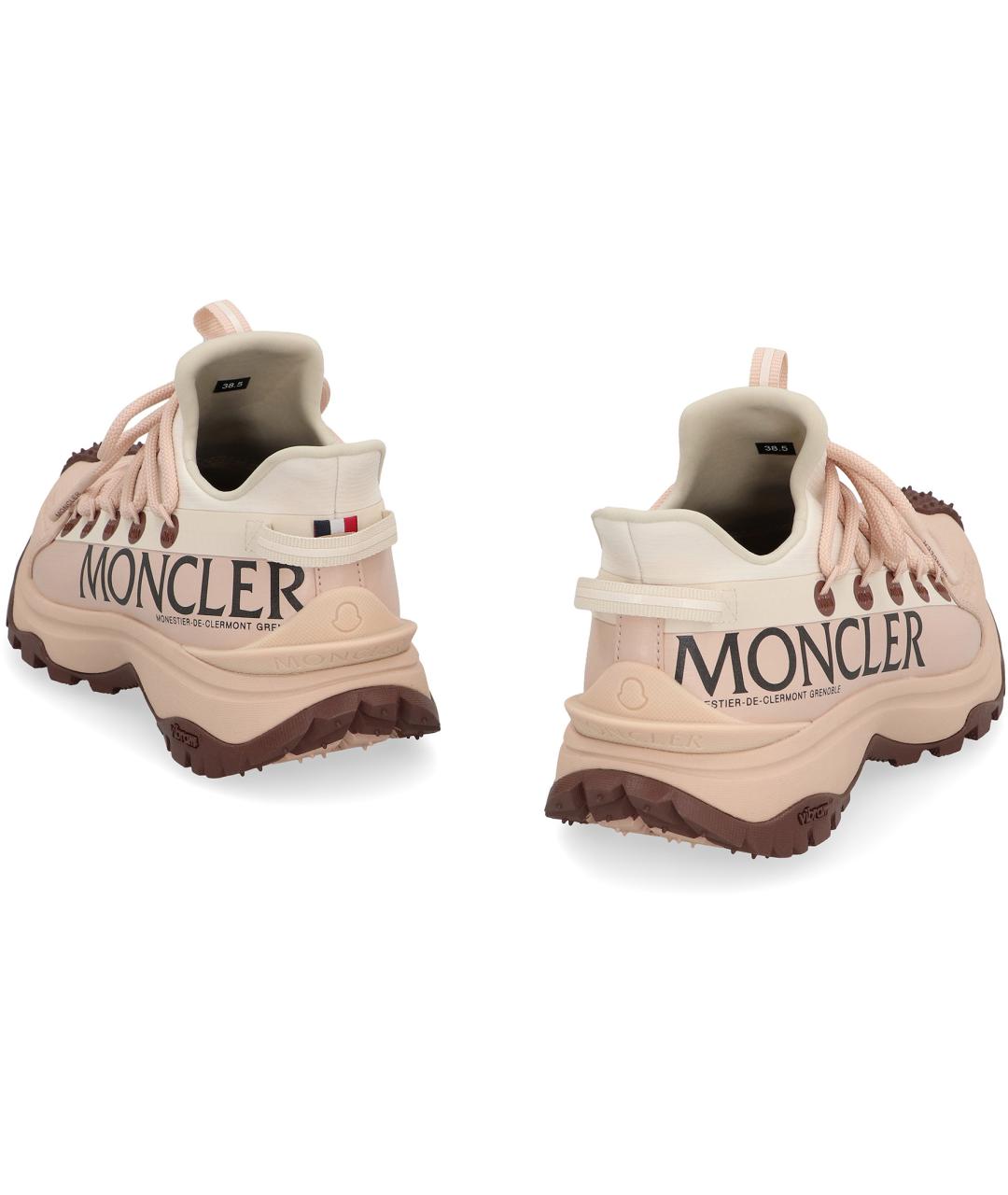 MONCLER Розовые текстильные кроссовки, фото 4