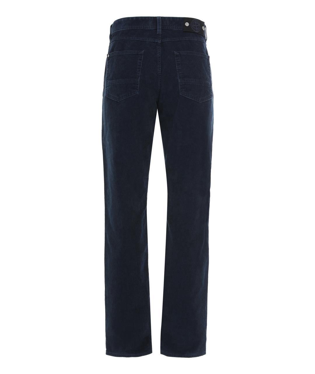 STONE ISLAND Темно-синие хлопко-полиэстеровые прямые джинсы, фото 2