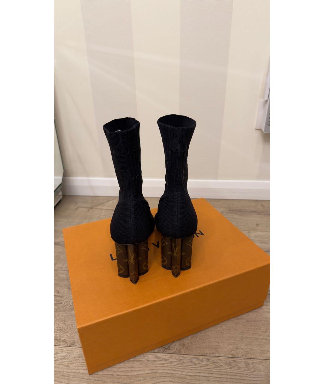 LOUIS VUITTON Черные текстильные ботильоны, фото 7