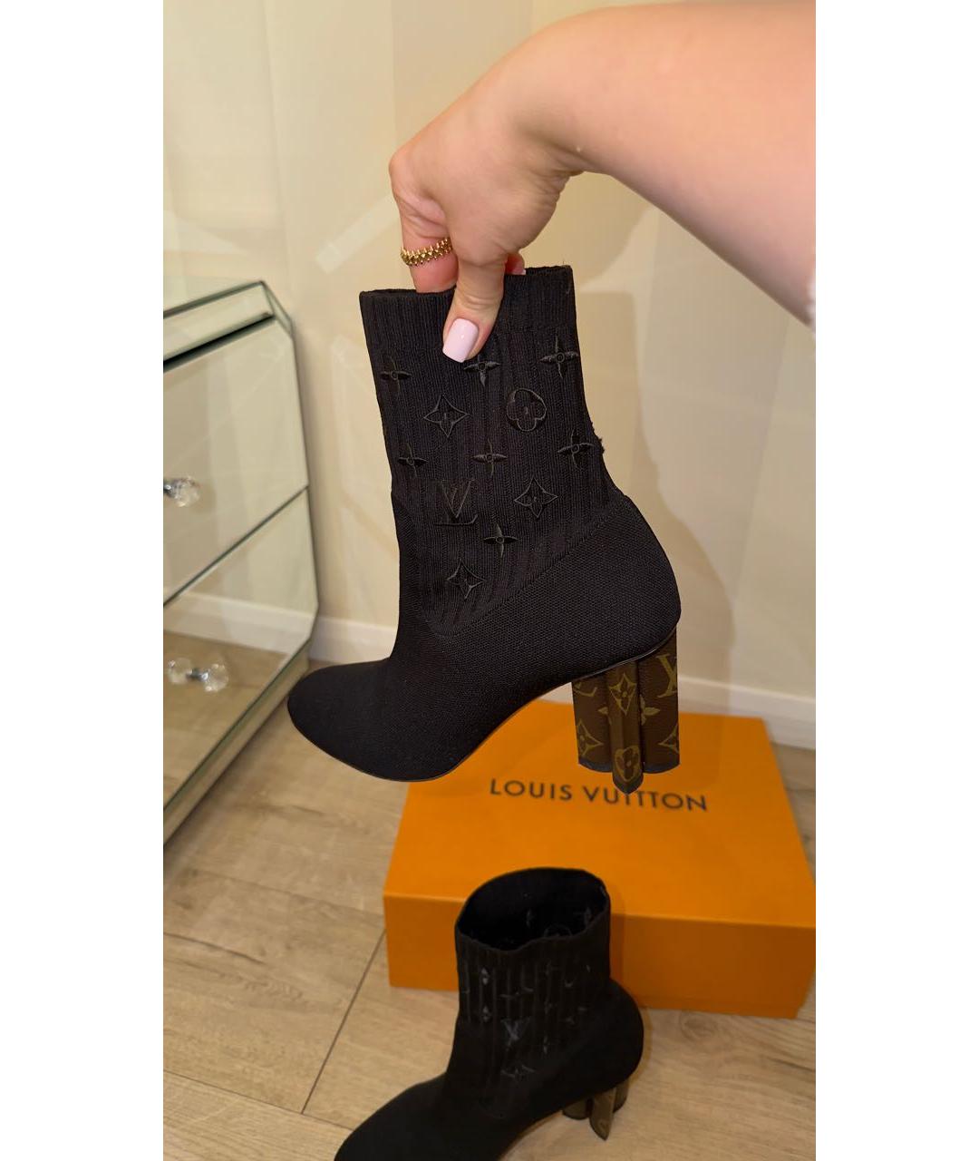 LOUIS VUITTON Черные текстильные ботильоны, фото 9