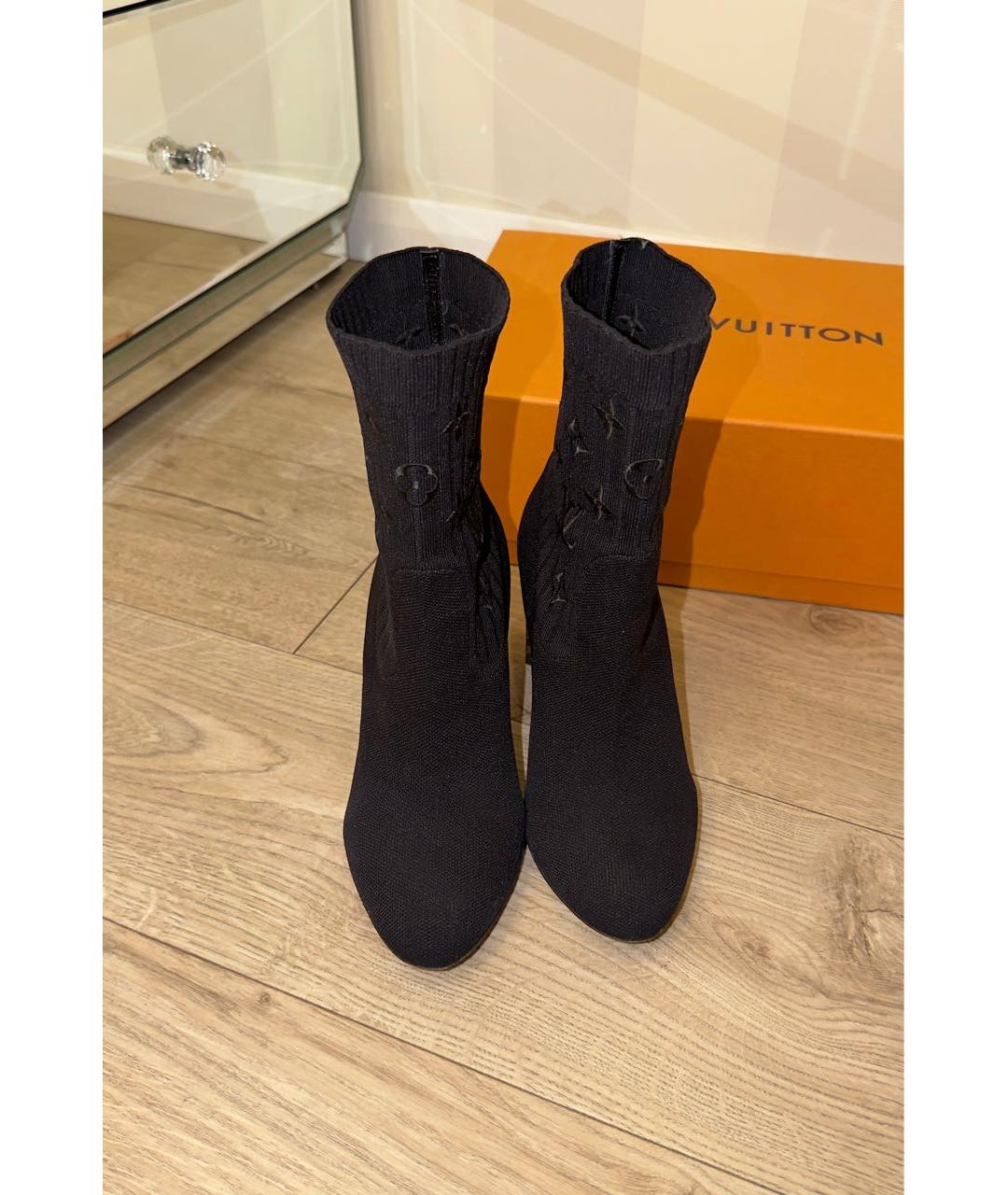 LOUIS VUITTON Черные текстильные ботильоны, фото 3