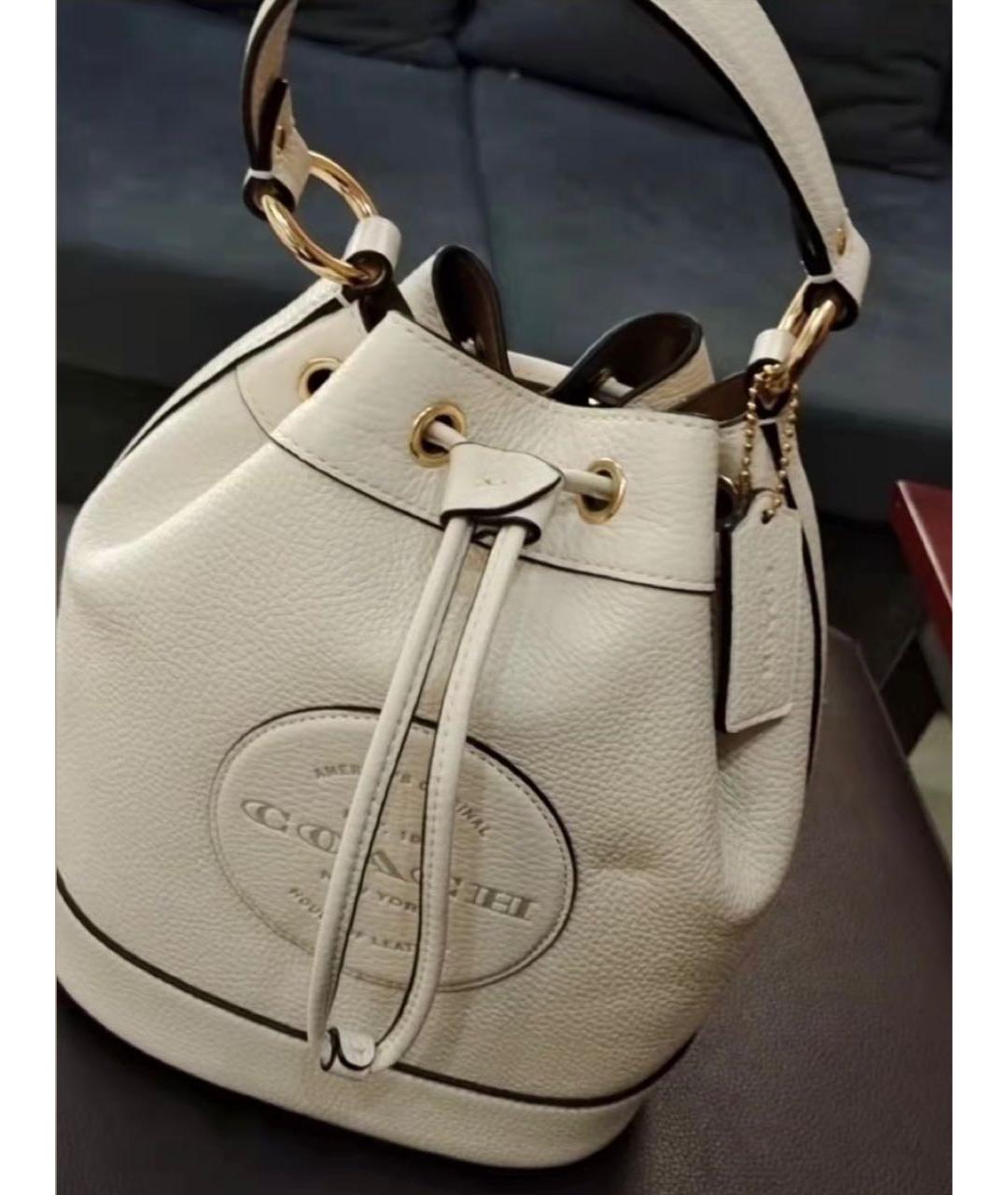 COACH Белая кожаная сумка через плечо, фото 4