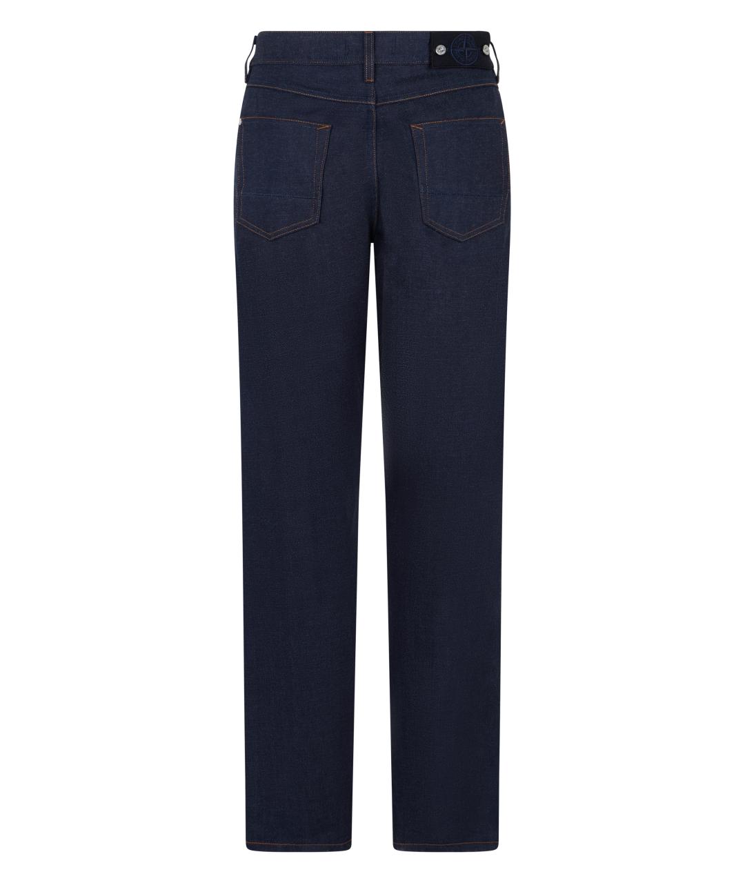 STONE ISLAND Синие хлопковые прямые джинсы, фото 2