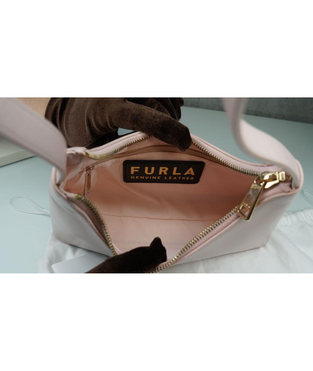 FURLA Розовая кожаная сумка с короткими ручками, фото 4