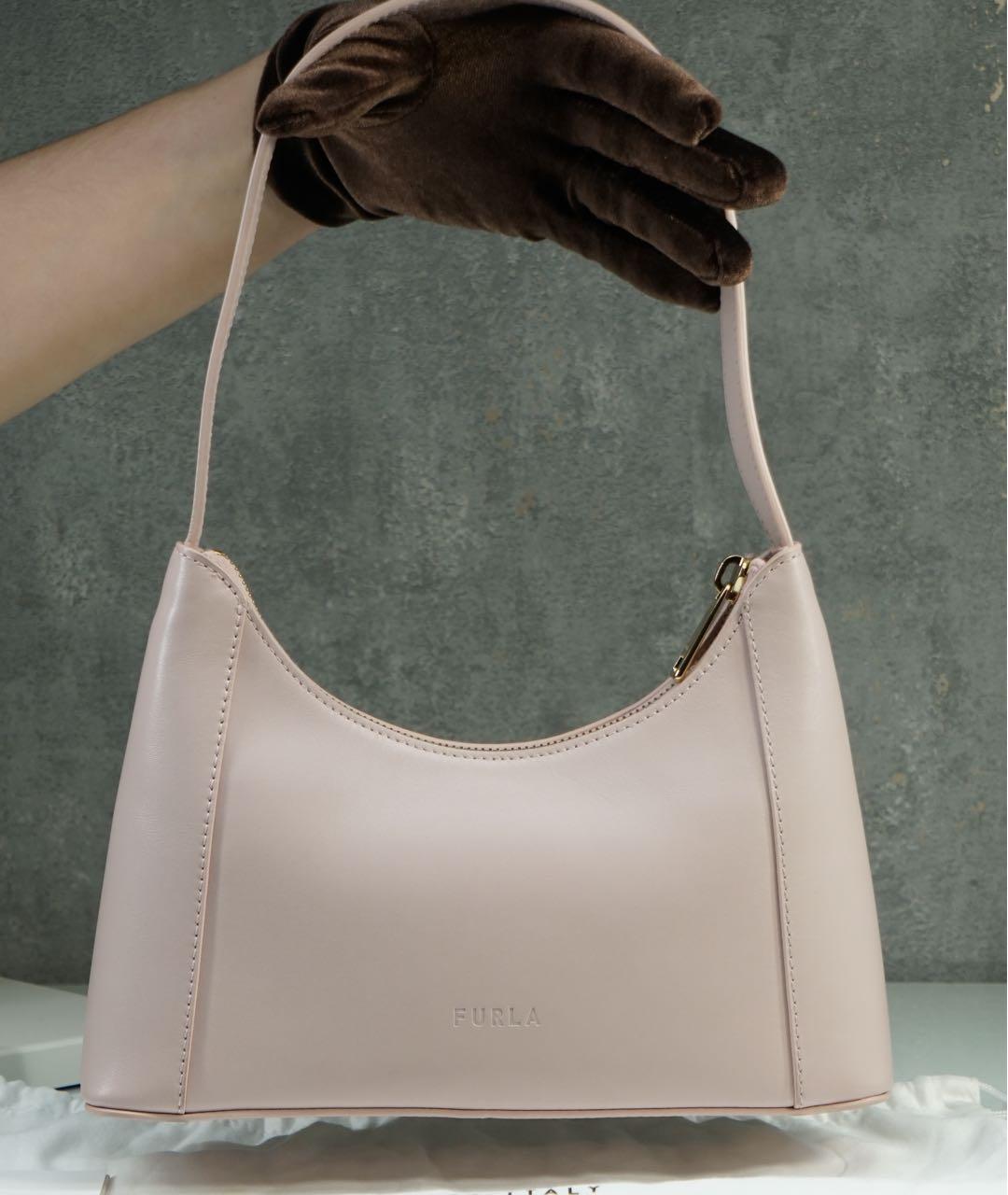 FURLA Розовая кожаная сумка с короткими ручками, фото 3