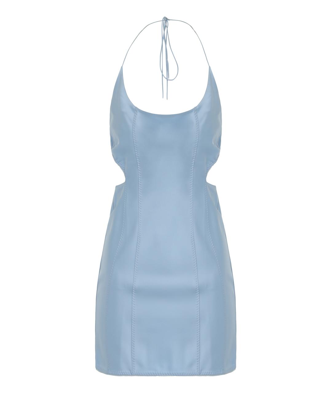 ANNA OCTOBER Голубое ацетатное коктейльное платье, фото 1