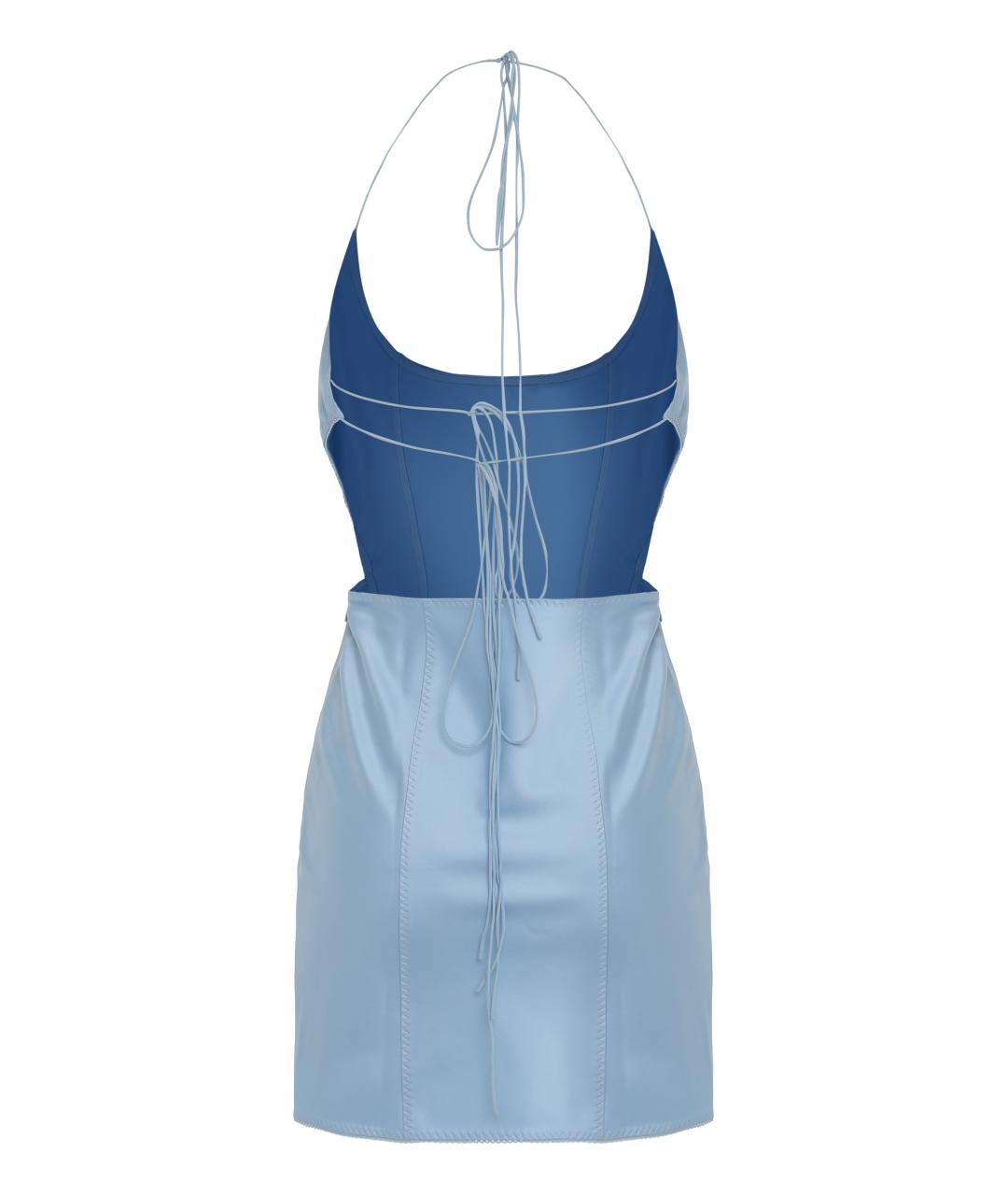 ANNA OCTOBER Голубое ацетатное коктейльное платье, фото 2