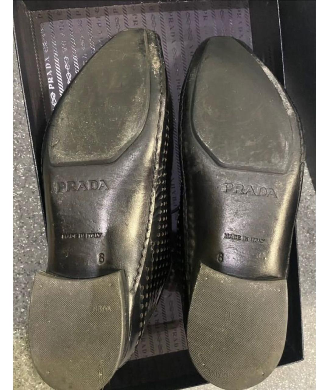 PRADA Черные кожаные брогги и оксфорды, фото 6