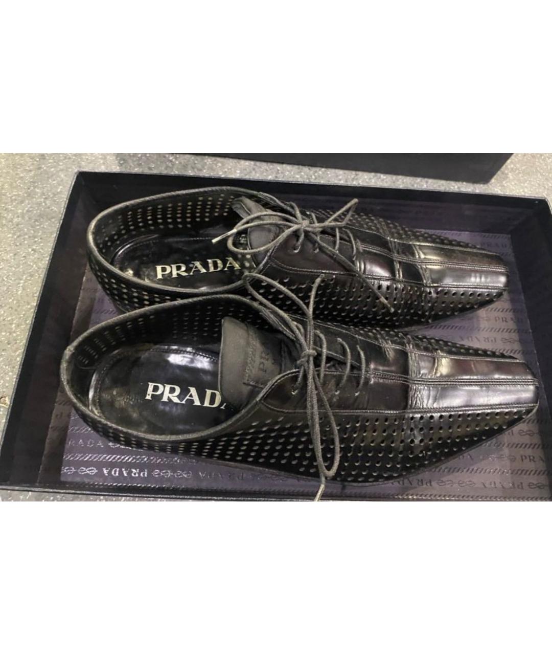PRADA Черные кожаные брогги и оксфорды, фото 2