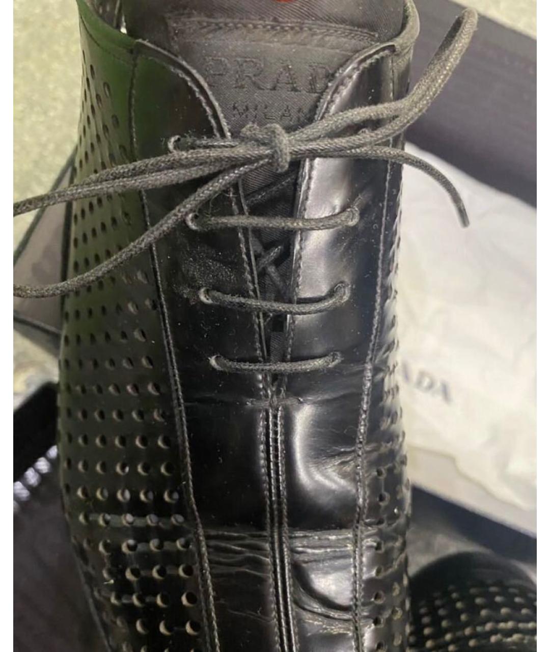 PRADA Черные кожаные брогги и оксфорды, фото 3