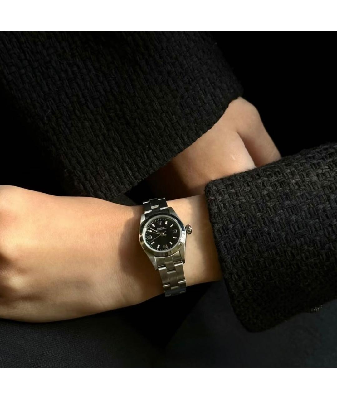 ROLEX Черные металлические часы, фото 6